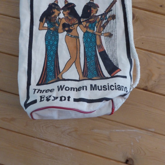 Egypt Three Women Musicians Canvas Drawstring Shoulder Sling Bag - Picture 3 of 8